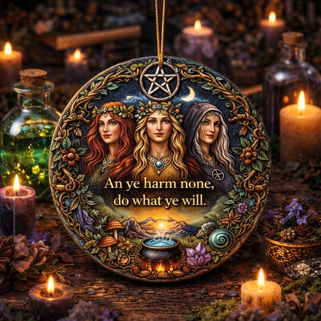Triple Goddess Pagan Yule Ceramic Ornament – Wiccan Maiden Mother Crone Decor-MoonChildWorld