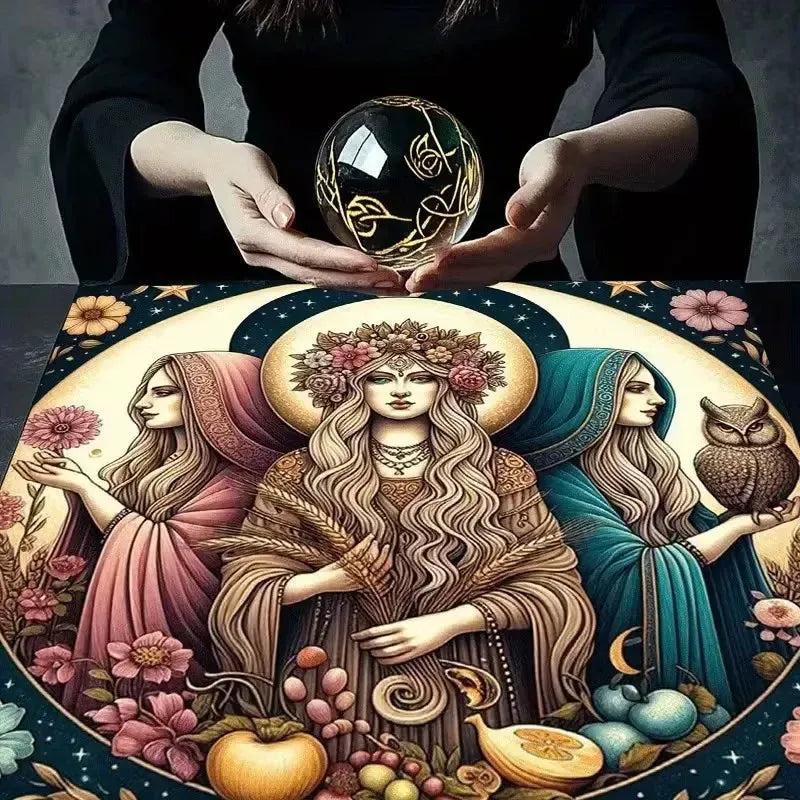 Triple Goddess Wicca Altar Cloth - Witchcraft Tarot Tablecloth for Reading Divination Pagan Home Decor-MoonChildWorld