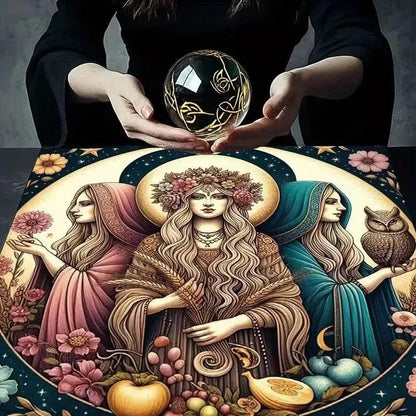 Triple Goddess Wicca Altar Cloth - Witchcraft Tarot Tablecloth for Reading Divination Pagan Home Decor-MoonChildWorld