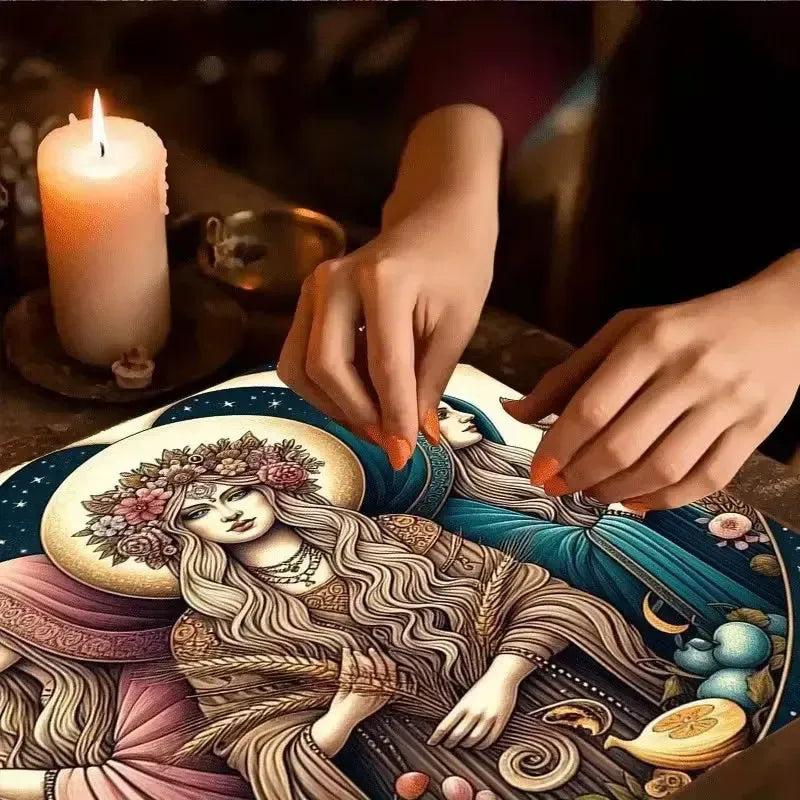 Triple Goddess Wicca Altar Cloth - Witchcraft Tarot Tablecloth for Reading Divination Pagan Home Decor-MoonChildWorld