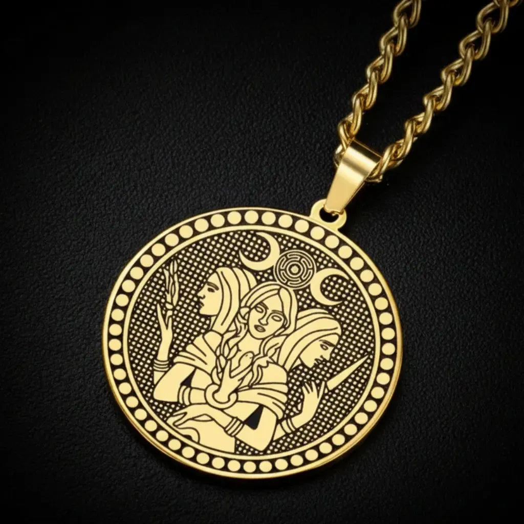Triple Moon Goddess Hecate Pendant Necklace Wiccan Pagan Amulet Jewelry-MoonChildWorld