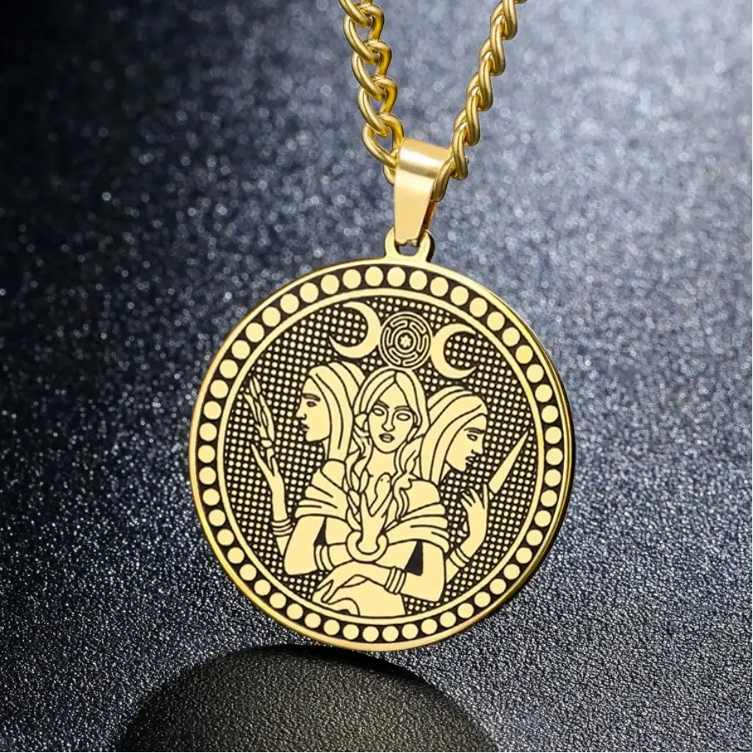 Triple Moon Goddess Hecate Pendant Necklace Wiccan Pagan Amulet Jewelry-MoonChildWorld