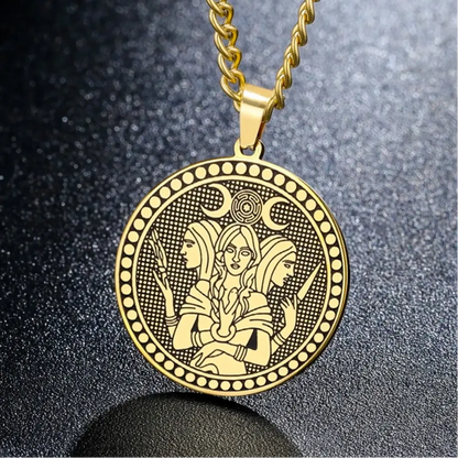Triple Moon Goddess Hecate Pendant Necklace Wiccan Pagan Amulet Jewelry-MoonChildWorld