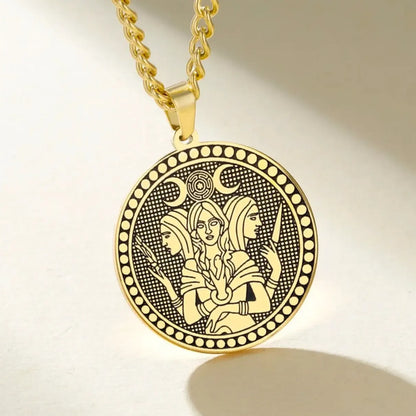 Triple Moon Goddess Hecate Pendant Necklace Wiccan Pagan Amulet Jewelry-MoonChildWorld