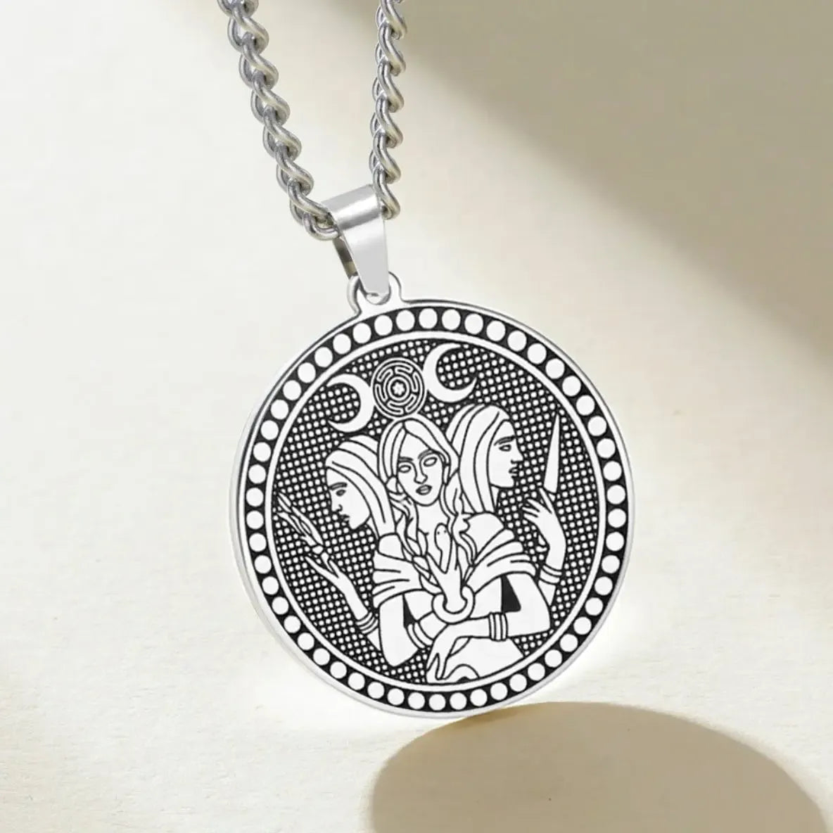 Triple Moon Goddess Hecate Pendant Necklace Wiccan Pagan Amulet Jewelry-MoonChildWorld