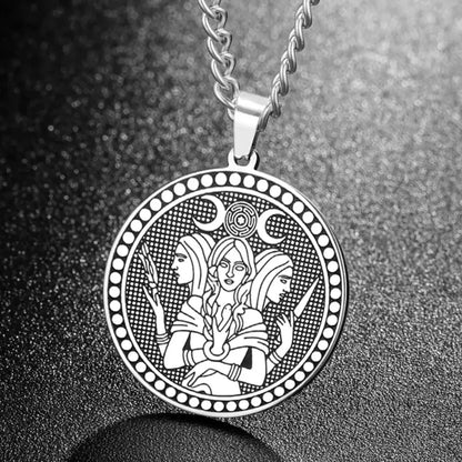 Triple Moon Goddess Hecate Pendant Necklace Wiccan Pagan Amulet Jewelry-MoonChildWorld