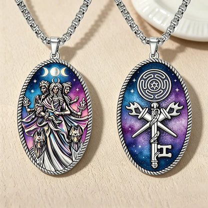 Triple moon Hecate necklace – pendant size and scale reference