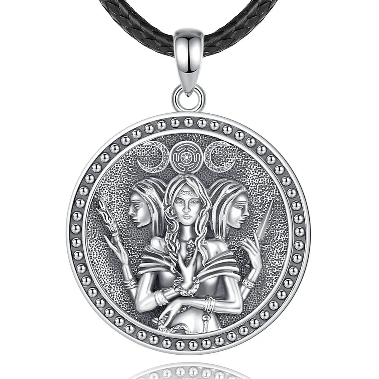 Triple Moon Goddess Necklace Hecate Amulet Pagan Jewelry-MoonChildWorld