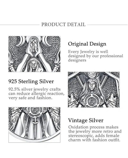 Triple Moon Goddess Necklace Hecate Amulet Pendant Triple Goddess Jewelry-MoonChildWorld