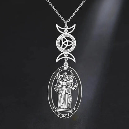 Triple Moon Goddess Necklace Hecate Goddess Wicca Necklace Pagan Jewelry-MoonChildWorld