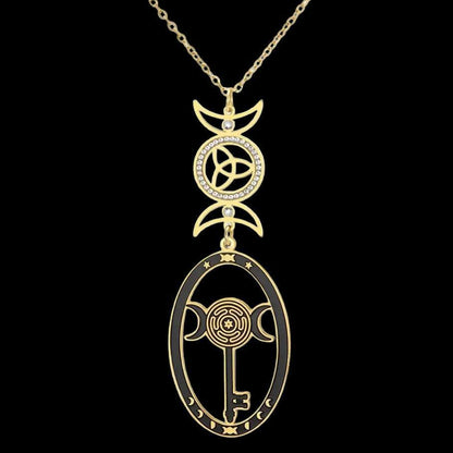 Triple Moon Goddess Necklace Hecate Goddess Wicca Necklace Pagan Jewelry-MoonChildWorld