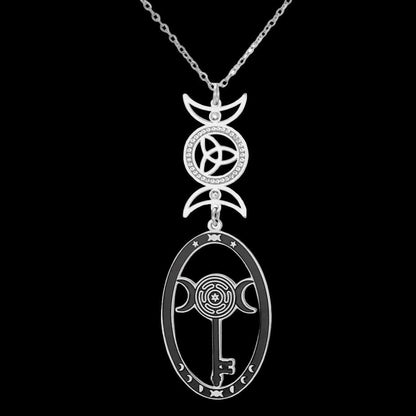 Triple Moon Goddess Necklace Hecate Goddess Wicca Necklace Pagan Jewelry-MoonChildWorld