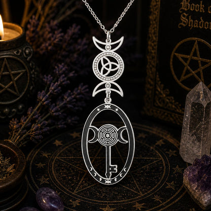 Triple Moon Goddess Necklace Hecate Goddess Wicca Necklace Pagan Jewelry-MoonChildWorld