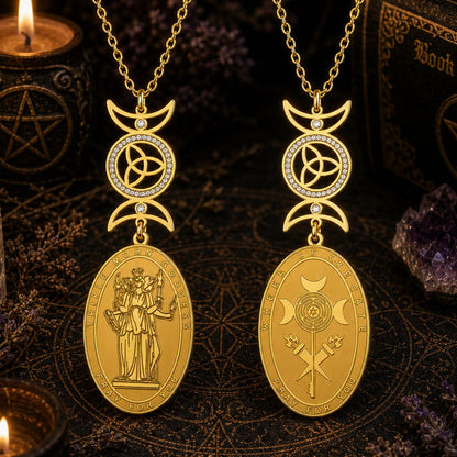 Triple Moon Goddess Necklace Hecate Goddess Wicca Necklace Pagan Jewelry-MoonChildWorld