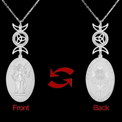 Triple Moon Goddess Necklace Hecate Goddess Wicca Necklace Pagan Jewelry-MoonChildWorld