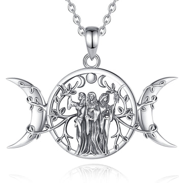 Triple Moon Goddess Necklace Pagan Hecate Amulet Necklace-MoonChildWorld