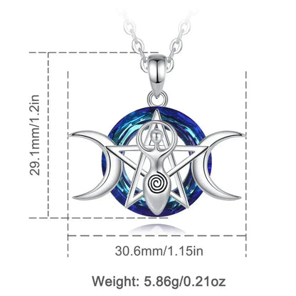 Goddess pendant size diagram, 29.1 by 30.6 mm
