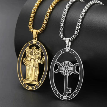 Triple Moon Goddess Necklace Wheel of Hecate Necklace Wiccan Pagan Jewelry-MoonChildWorld