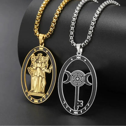 Triple Moon Goddess Necklace Wheel of Hecate Necklace Wiccan Pagan Jewelry-MoonChildWorld