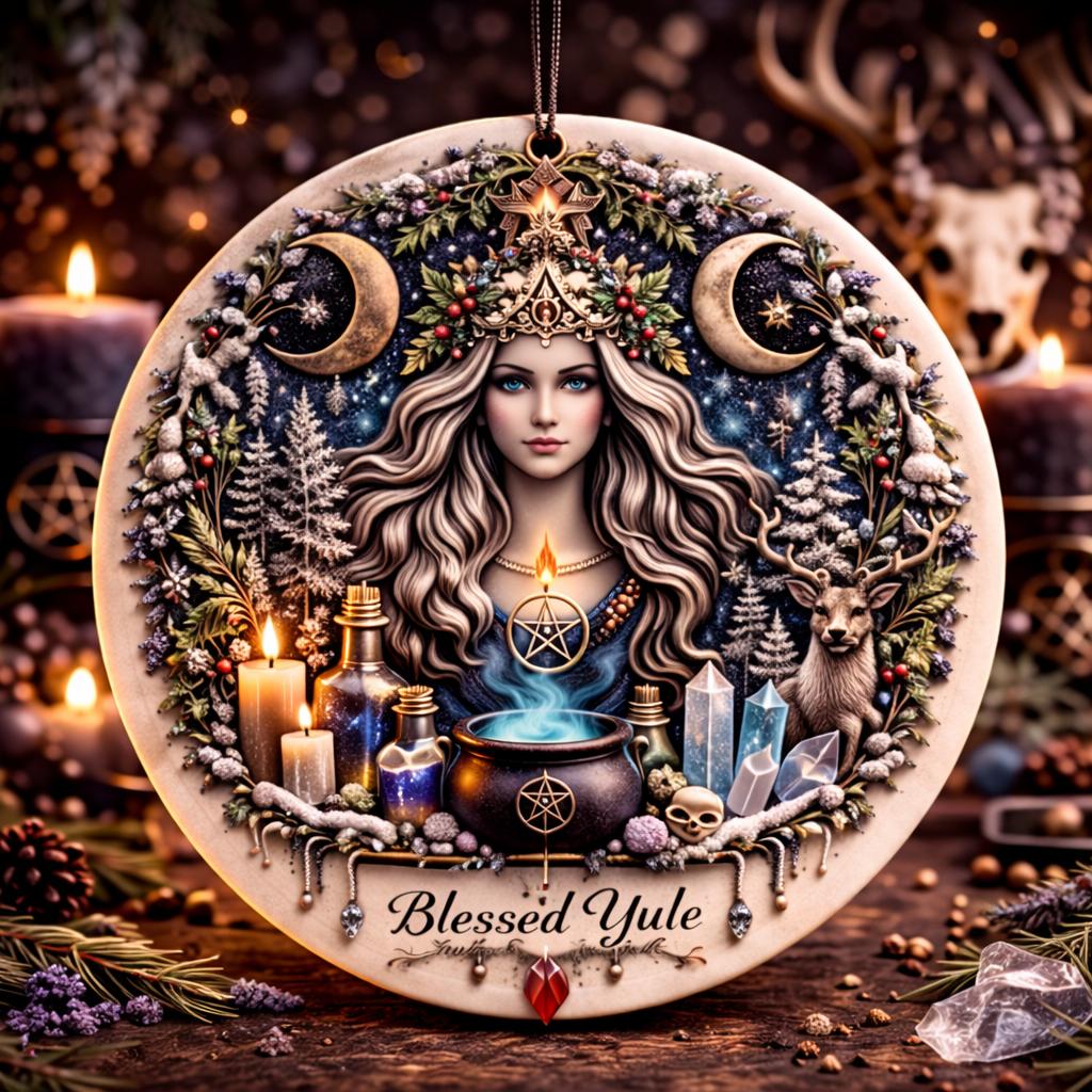 Triple Moon Goddess Pagan Altar Yule Ceramic Ornament – Wiccan Christmas Home Decor-MoonChildWorld