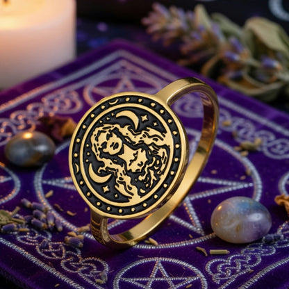 Triple Moon Goddess Ring - Witch Hecate Goddess Ancient Greek Mythology Ring Wiccan Jewelry-MoonChildWorld