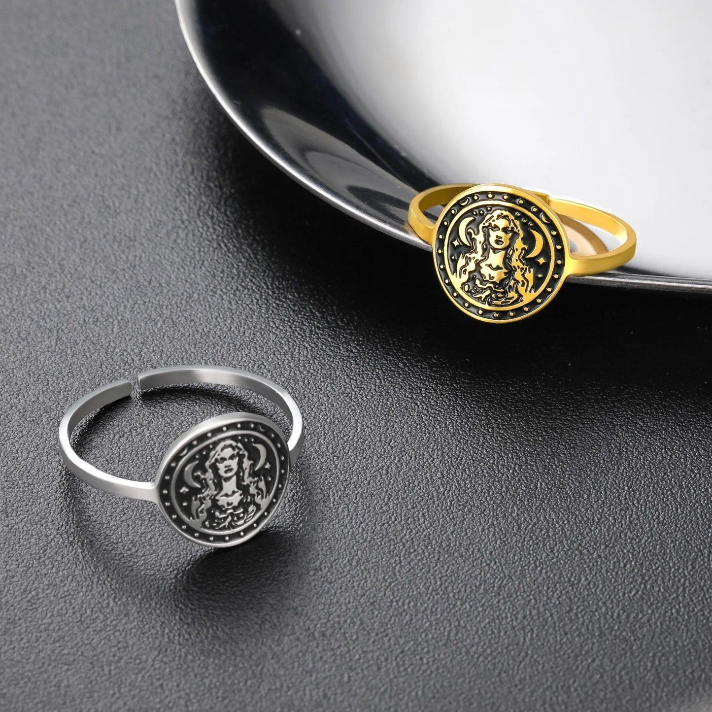 Triple Moon Goddess Ring - Witch Hecate Goddess Ancient Greek Mythology Ring Wiccan Jewelry-MoonChildWorld