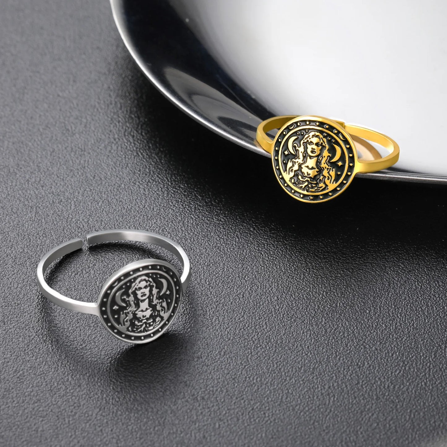 Triple Moon Goddess Ring - Witch Hecate Goddess Ancient Greek Mythology Ring Wiccan Jewelry-MoonChildWorld