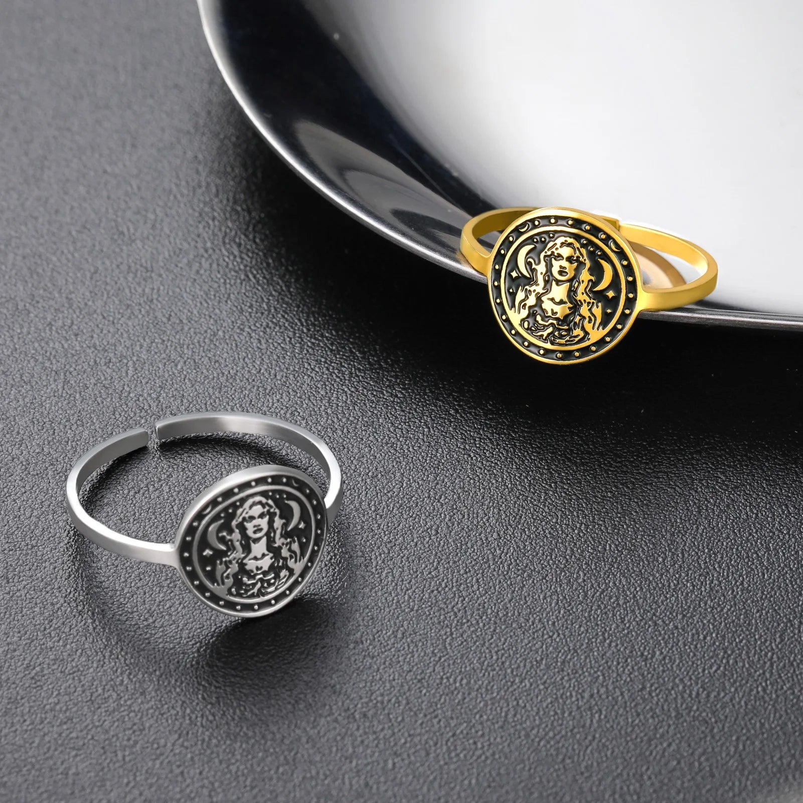 Triple Moon Goddess Ring - Witch Hecate Goddess Ancient Greek Mythology Ring Wiccan Jewelry-MoonChildWorld