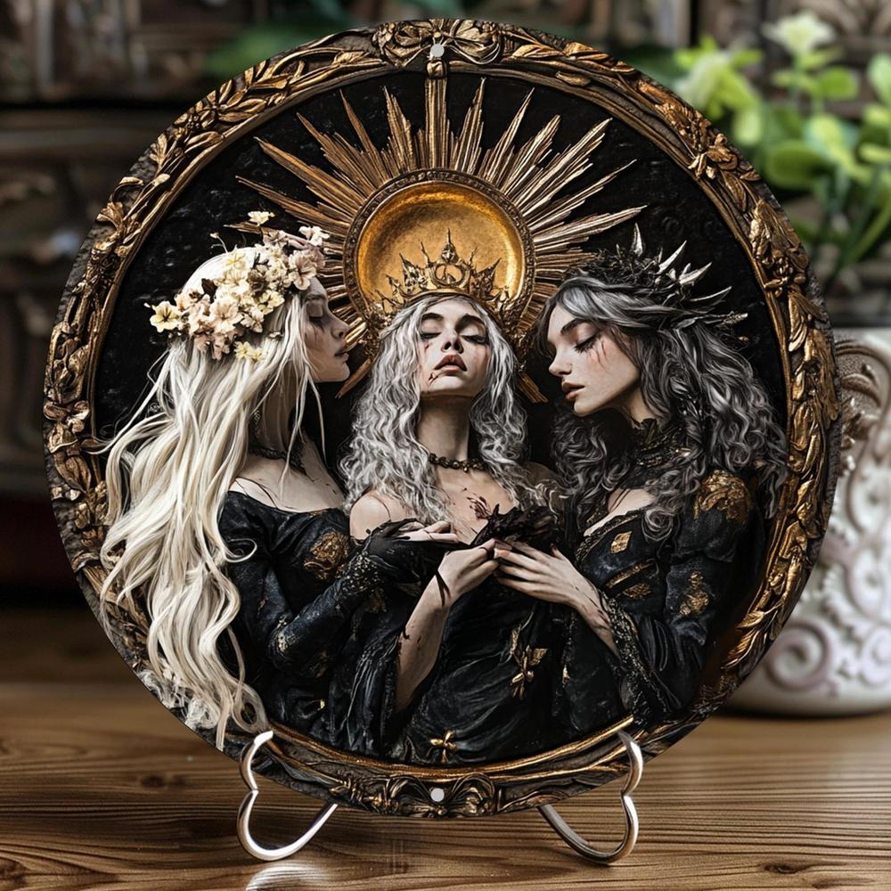 Triple Moon Goddess Wall Art Hecate Goddess Metal Sign for Wicca Home Decor-MoonChildWorld