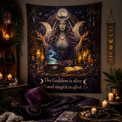 Triple Moon Goddess Wicca Tapestry – Pagan Spiritual Altar Wall Hanging_mockup_1.webp