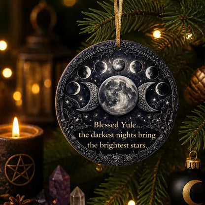 Triple Moon & Moon Phase Wicca Yule Ceramic Ornament – Lunar Phase Witchy Christmas Tree Decoration_mockup_1.webp