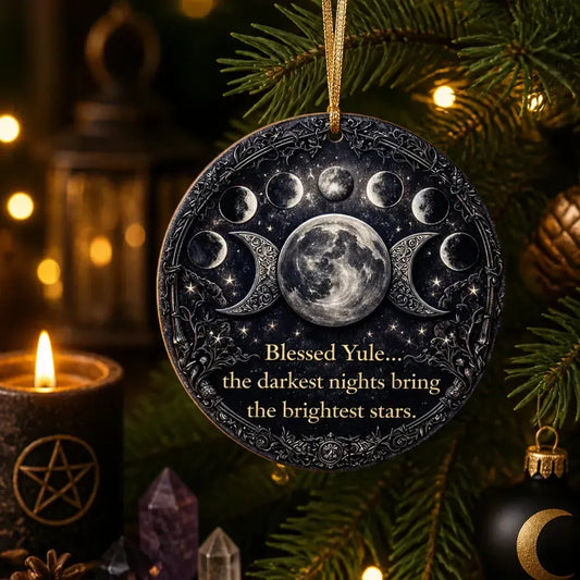 Triple Moon & Moon Phase Wicca Yule Ceramic Ornament – Lunar Phase Witchy Christmas Tree Decoration_mockup_1.webp