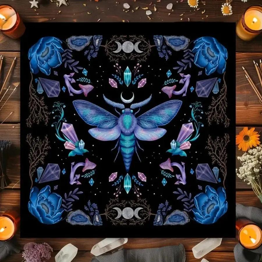Triple Moon Moth Witchy Altar Cloth - Witchcraft Tarot Tablecloth for Reading Divination Wicca Home Decor-MoonChildWorld