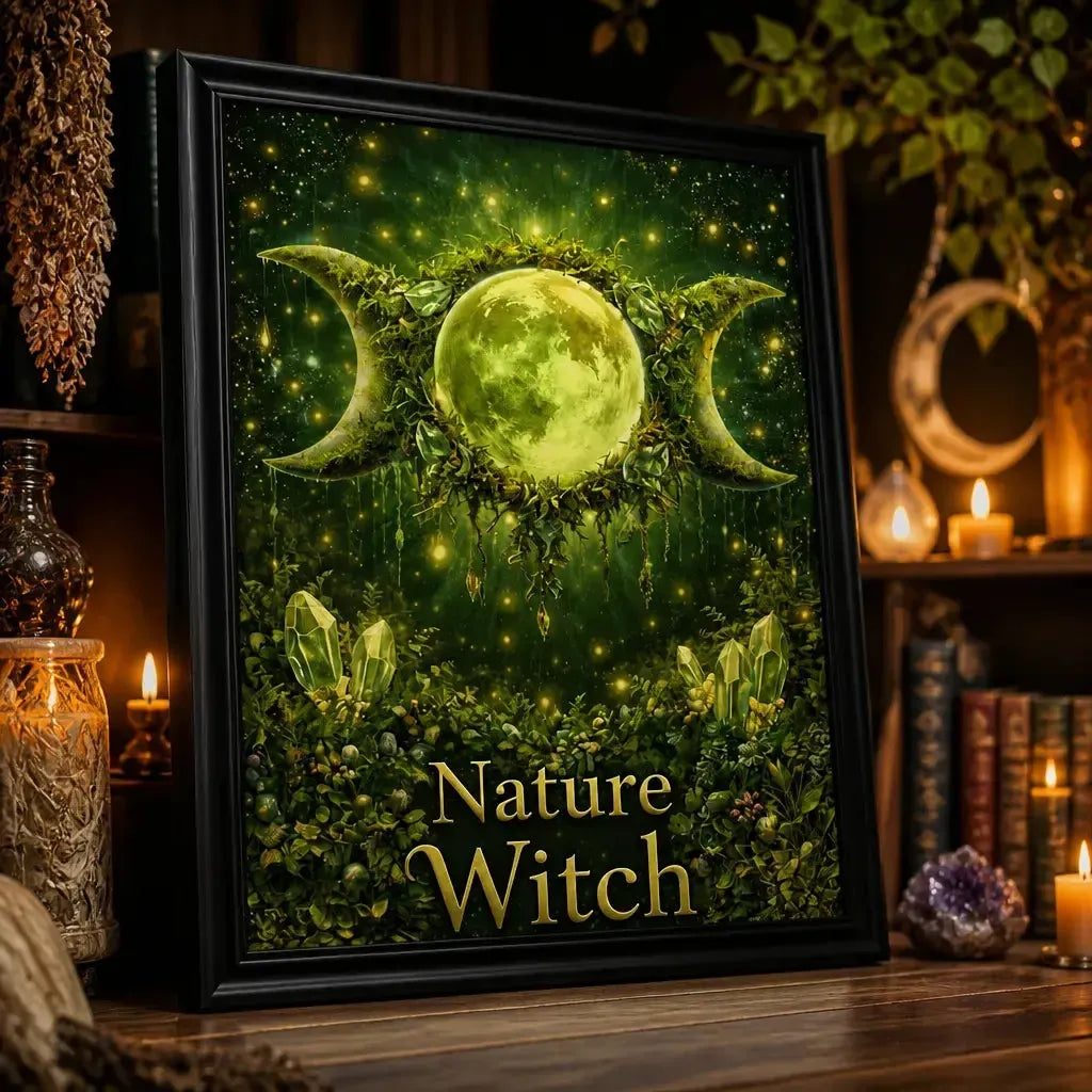 Triple Moon Pagan Home Decor - Black Framed Witchy Art Print Canvas for Wiccan Home Decor_mockup_3.webp