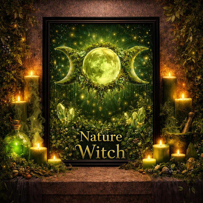 Triple Moon Pagan Home Decor - Black Framed Witchy Art Print Canvas for Wiccan Home Decor-MoonChildWorld