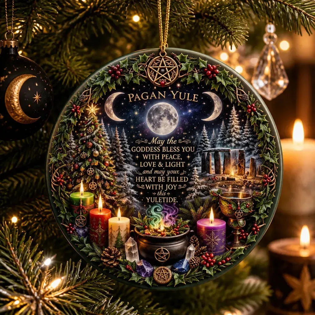 Triple Moon Pagan Yule Ceramic Ornament – Wiccan Christmas Tree Ornament_mockup_1.webp