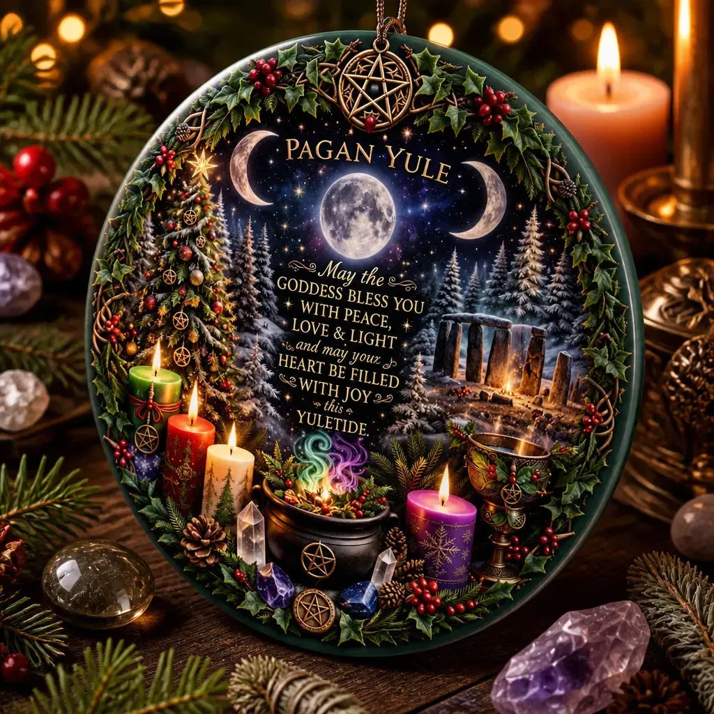 Triple Moon Pagan Yule Ceramic Ornament – Wiccan Christmas Tree Ornament_mockup_2.webp