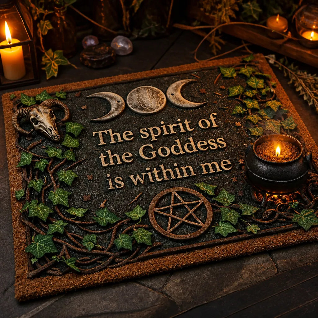 Triple Moon & Pentacle Pagan Doormat – Wicca Welcome Mat for Witchy Decor_mockup_2.webp