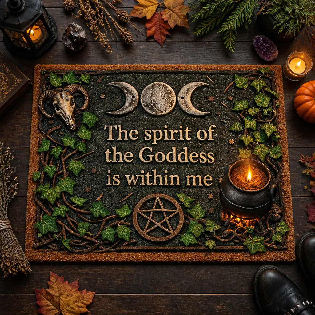 Triple Moon & Pentacle Pagan Doormat – Wicca Welcome Mat for Witchy Decor_mockup_3.webp