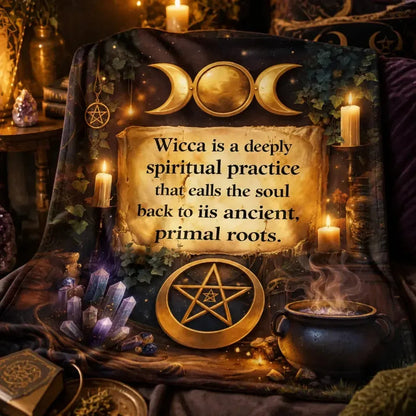 Triple Moon & Pentacle Witchcraft Blanket - Pagan Wiccan Symbols Witchy Blanket for Yule_mockup_3.webp