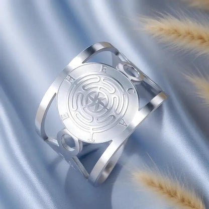 Triple Moon Pentagram Hecate Wheel Wicca Ring Pagan Hecate Goddess Jewelry-MoonChildWorld