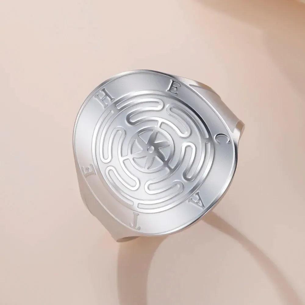 Triple Moon Pentagram Hecate Wheel Wicca Ring Pagan Hecate Goddess Jewelry-MoonChildWorld