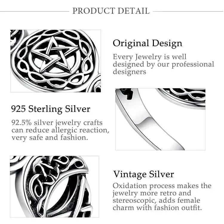 Sterling silver and knotwork detail panels for Triple Moon ring