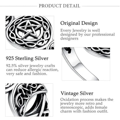 Sterling silver and knotwork detail panels for Triple Moon ring