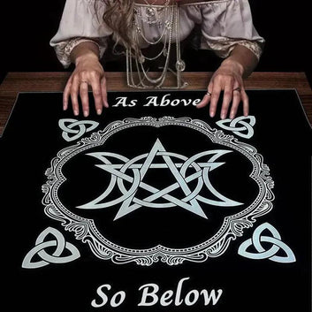 Triple Moon Pentagram Wicca Altar Cloth Witchcraft Tarot Tablecloth for Divination Pagan Decor-MoonChildWorld