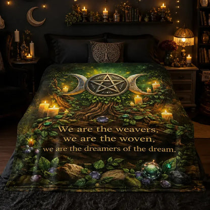 Triple Moon & Pentagram Wiccan Blanket - Pagan Symbols Witchy Blanket_mockup_2.webp