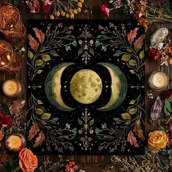 Triple Moon Phase Pagan Altar Cloth - Witchcraft Tarot Tablecloth for Reading Divination Wicca Home Decor-MoonChildWorld