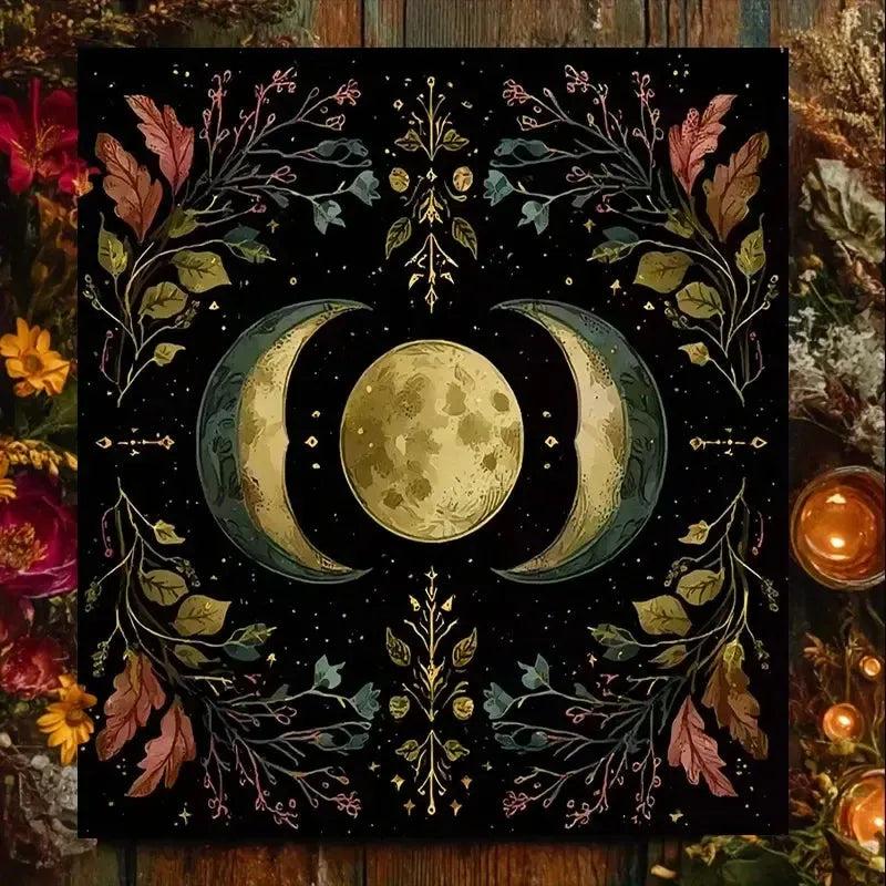 Triple Moon Phase Pagan Altar Cloth - Witchcraft Tarot Tablecloth for Reading Divination Wicca Home Decor-MoonChildWorld