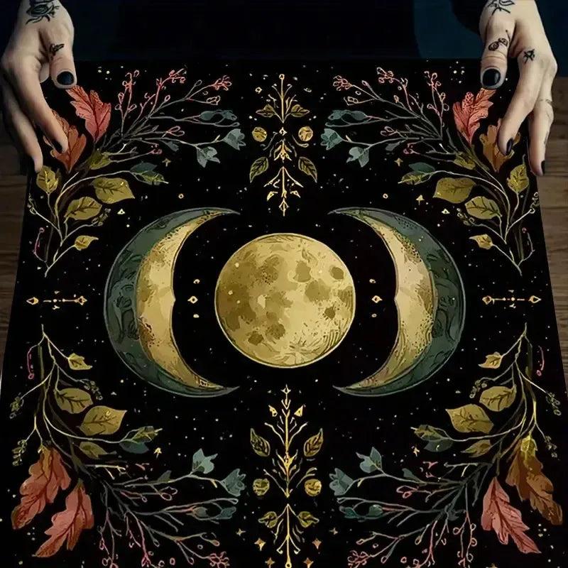 Triple Moon Phase Pagan Altar Cloth - Witchcraft Tarot Tablecloth for Reading Divination Wicca Home Decor-MoonChildWorld