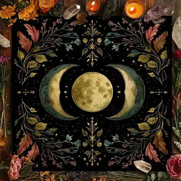 Triple Moon Phase Pagan Altar Cloth - Witchcraft Tarot Tablecloth for Reading Divination Wicca Home Decor-MoonChildWorld